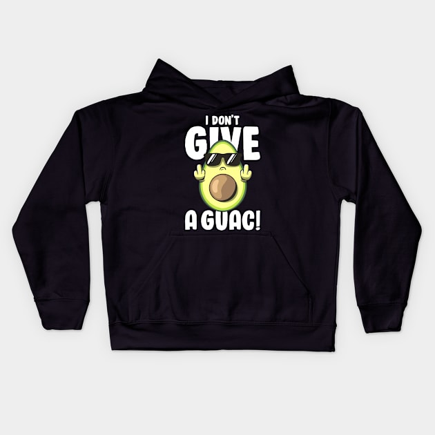 I Don't Give a Guac Love Avocado Guacamole Funny Vegan Kids Hoodie by MerchBeastStudio